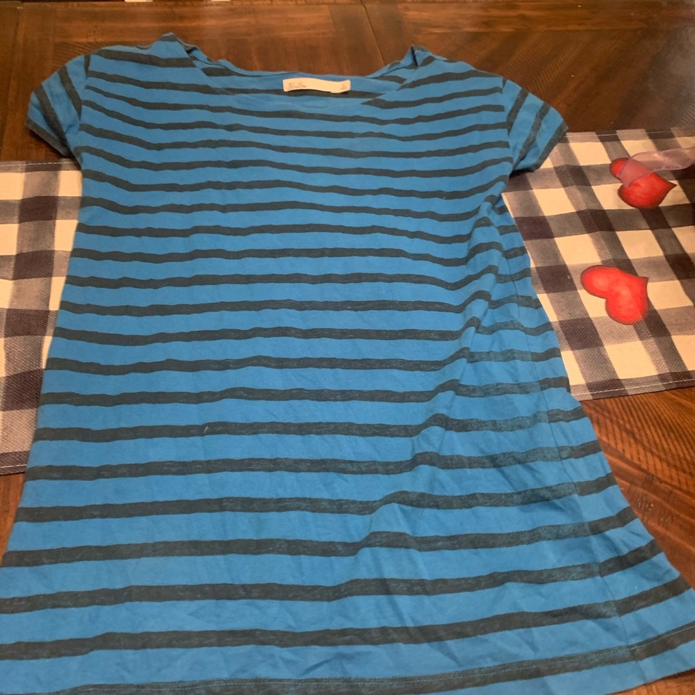 Blue and black striped oversized tee shirt